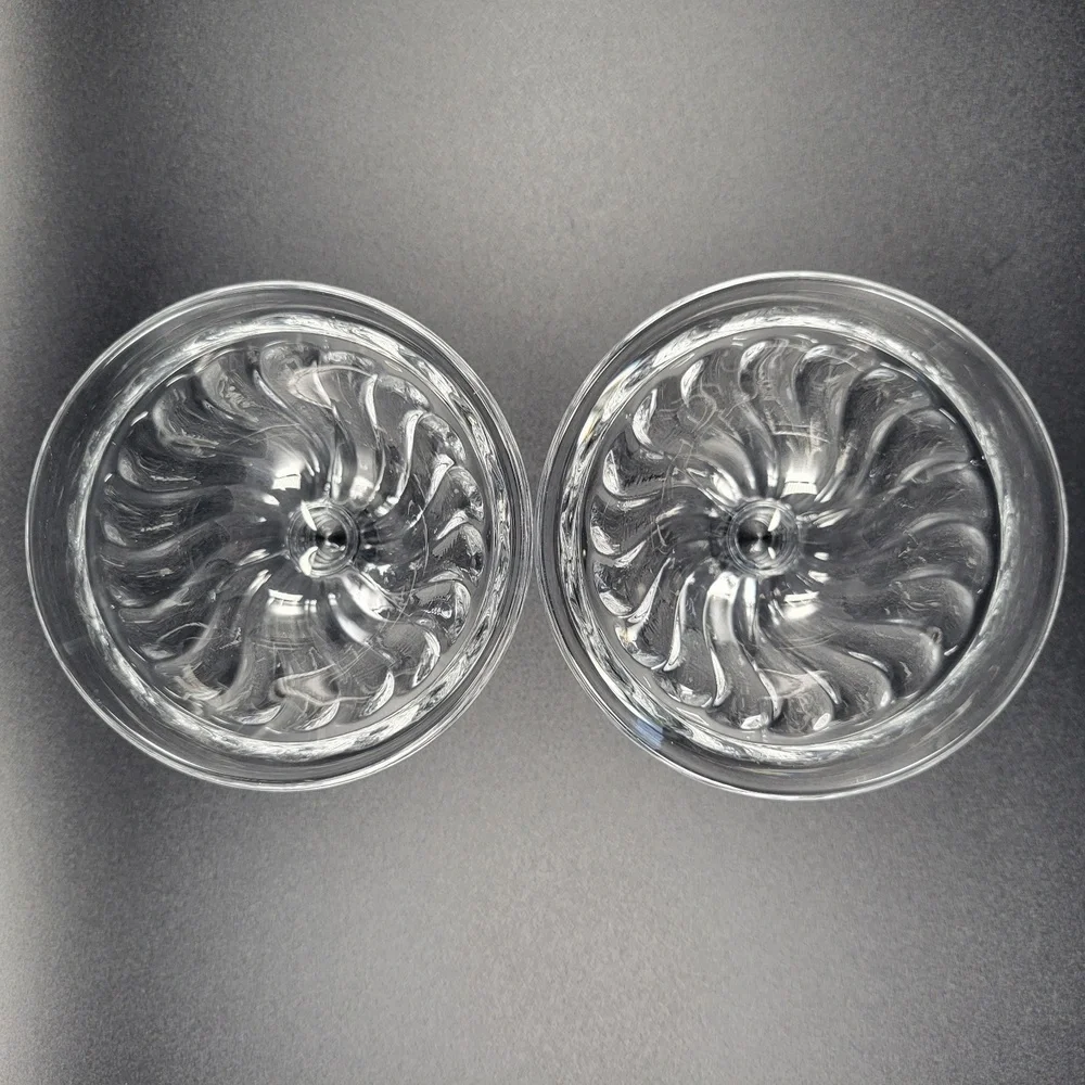 VTG Fostoria Colony 2412 Swirl Footed Low Champagne Tall‎ Sherbet Pair Set Of 2